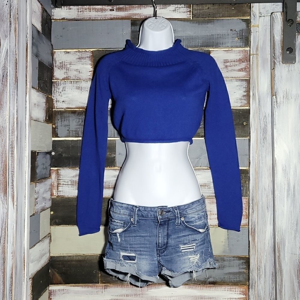 Blue Sweater Crop Top Size Medium